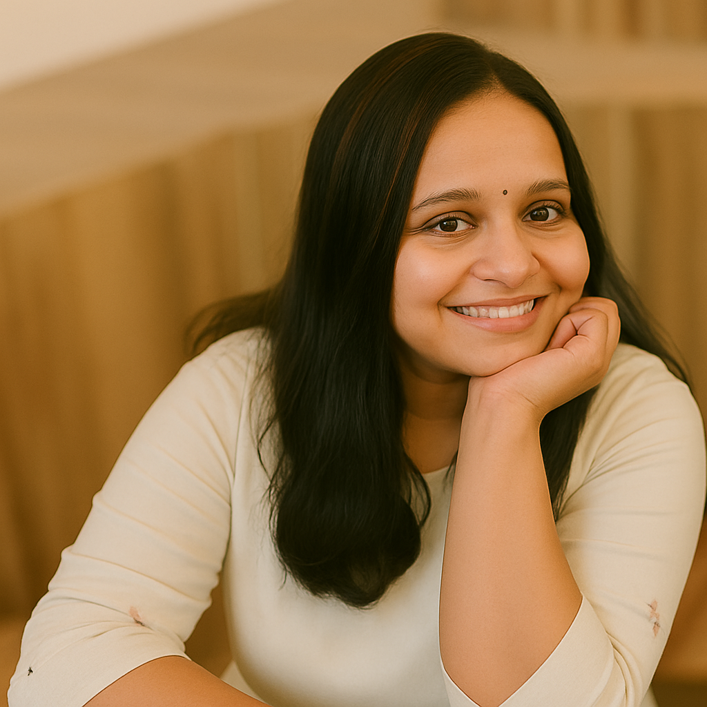 Smiling woman with bindi promoting tech staffing services at Enterprised, inviting users to schedule a call.