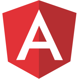 Angular logo featuring a red and white geometric design, representing innovative web application development services.