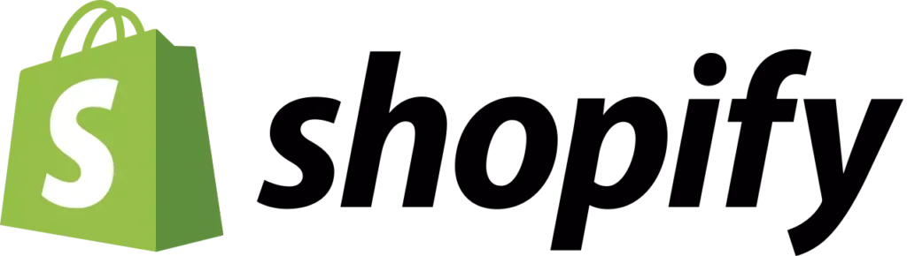 Shopify logo with shopping bag icon, representing eCommerce solutions for online store development by Enterprise.