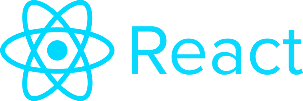 React logo on bright turquoise background representing expert JavaScript development for dedicated projects at Enterprise.