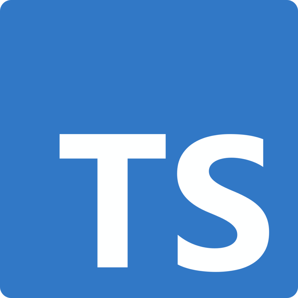 Letters 'TS' on blue background representing TypeScript development for scalable applications by Enterprise.
