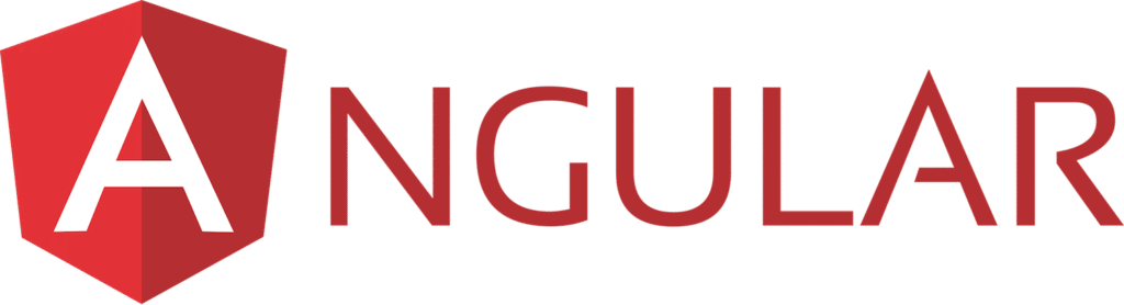 Angular logo on a red background, representing dedicated JavaScript developers at Enterprise.